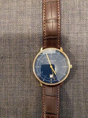 Sternglas Men's Blue Dial Watch with Brown Leather Strap